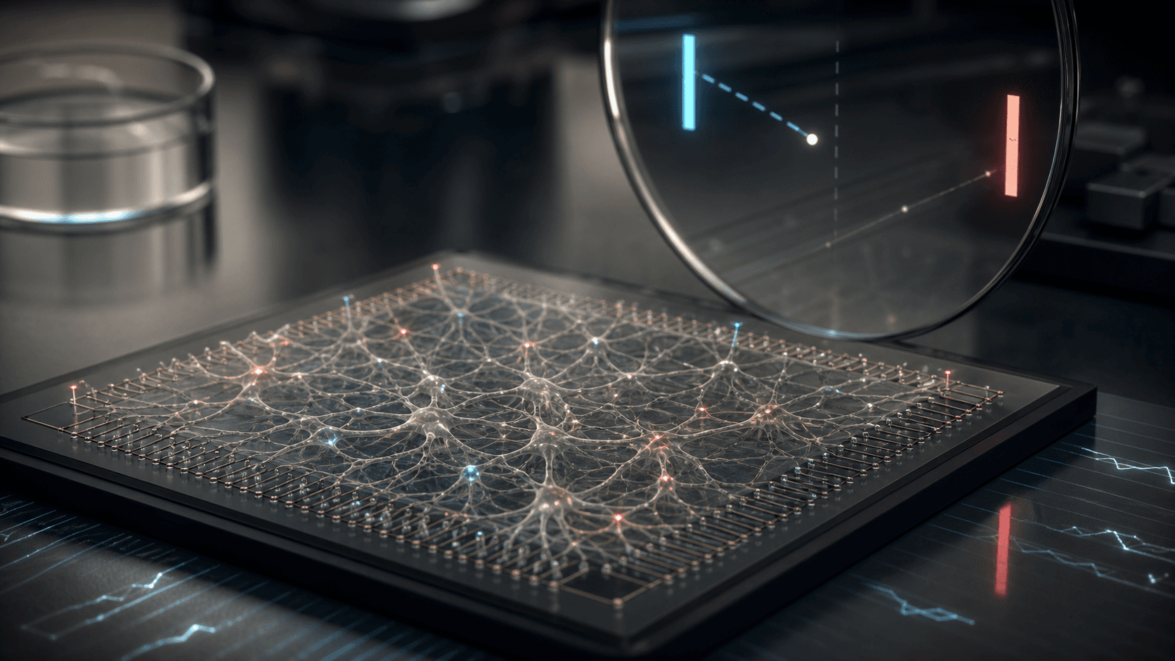 Living neurons on a microelectrode chip connected to a Pong-like feedback loop